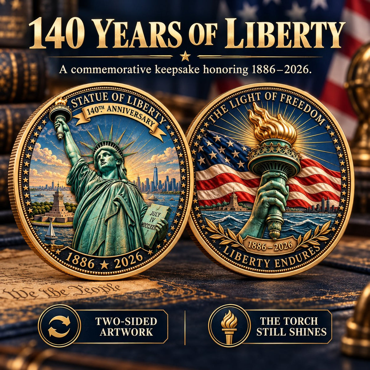 🗽 Statue of Liberty 140th Anniversary Commemorative Coin | 1886–2026 American Heritage Keepsake 🇺🇸