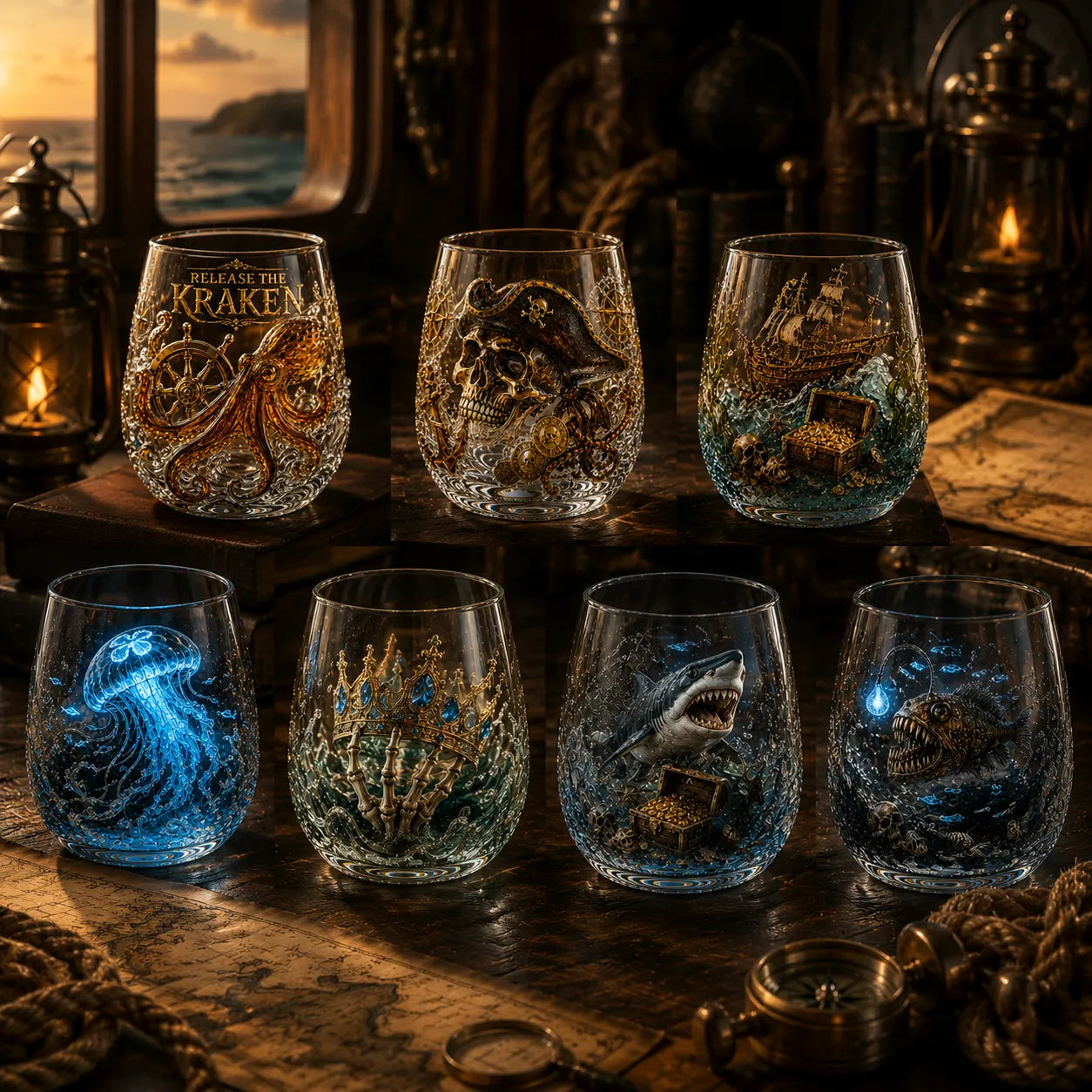 ⏰LIMITED TIME 49% OFF!🔥🌊Limited Edition Pirate Wine Glass Series