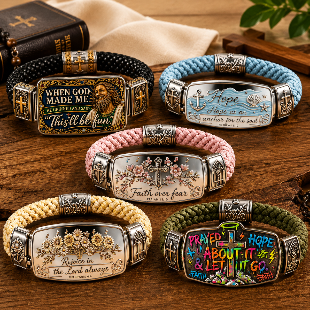 ⏰LIMITED TIME 49% OFF!🔥Last 30pcs🔥🔥Faith Over Fear Bracelet – Christian Cross Bracelet Inspired by Isaiah 41:10, Hope, Courage & Divine Strength