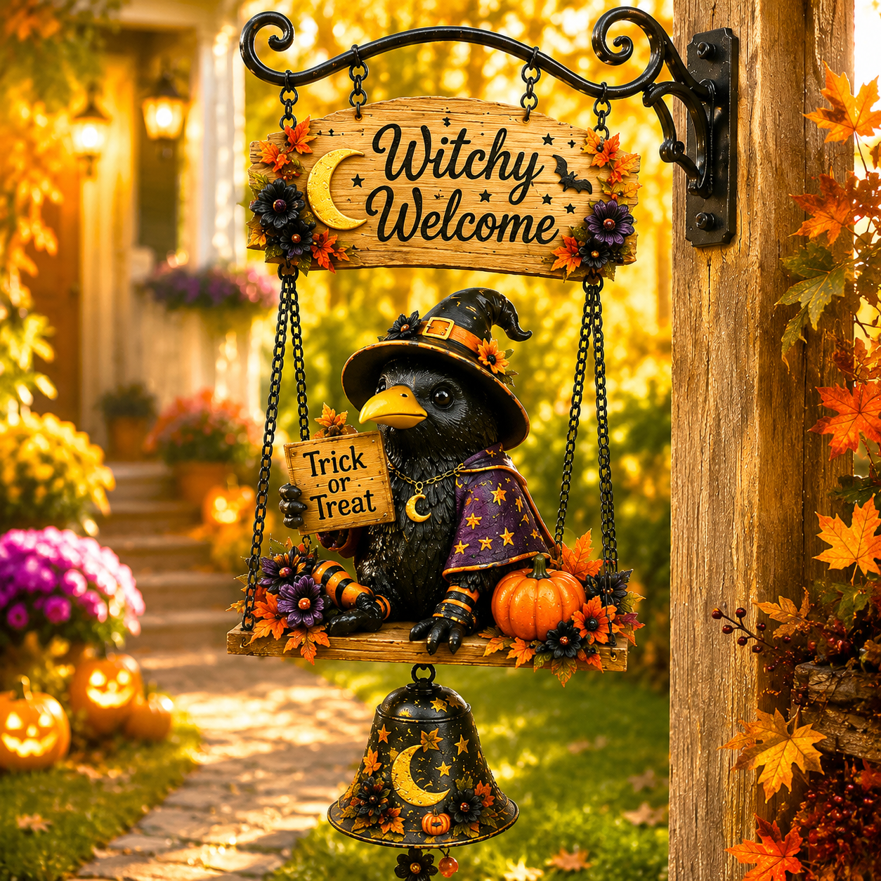 ⏰LIMITED TIME 49% OFF!🔥🔔Halloween Hanging Welcome Sign With Bell