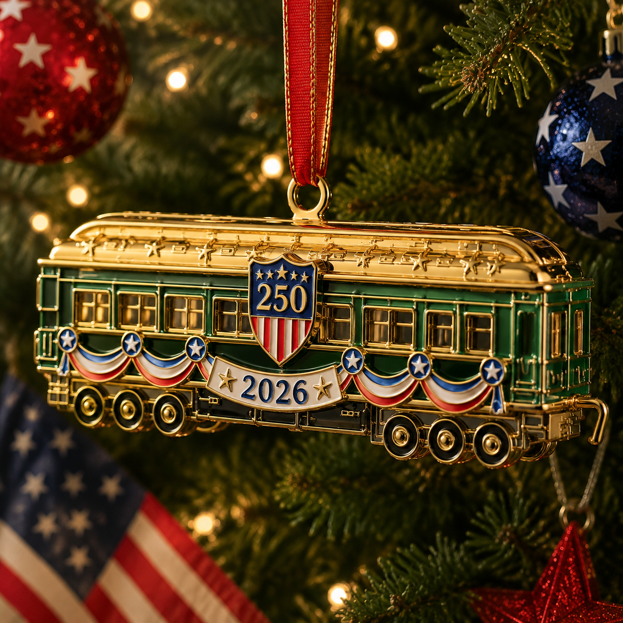 🔥Last 30pcs✨⏰ Limited anniversary edition✨49% OFF!🔥250th Anniversary Edition Gold-and-Green Vintage Tram