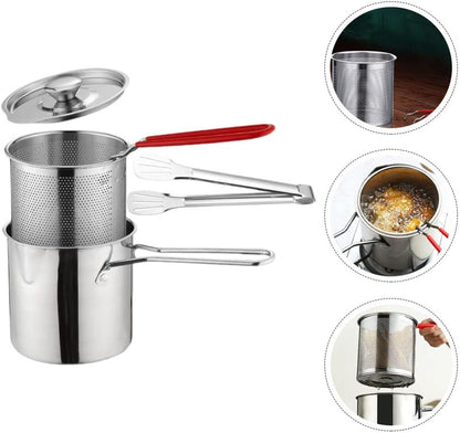 Stainless Steel Deep Fryer Set - 1-Person Mini Pot with Fry Pot, Filter Basket & Food Clip 🍳 - image 7