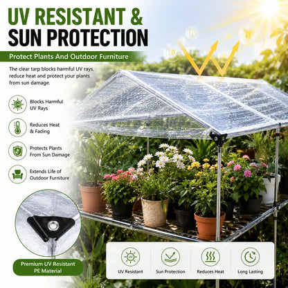 Clear Waterproof PE Tarp, Transparent Outdoor Cover with Metal Grommets🛡️ - image 5