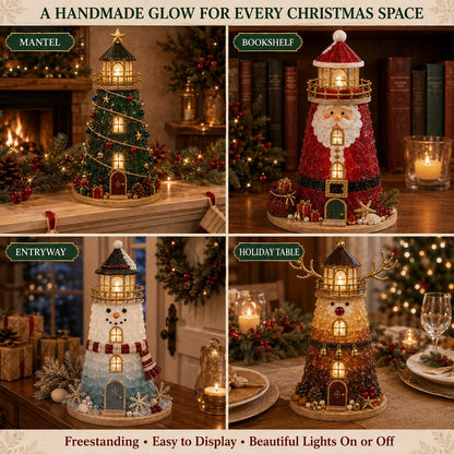 🔥Last 100pcs🔥Beginner-Friendly DIY Lighted Christmas Character Sea Glass-Style Lighthouse Kit Collection | Complete Kit with Sea Glass-Style Pieces, LED Lights & Step-by-Step Guide Included 💕