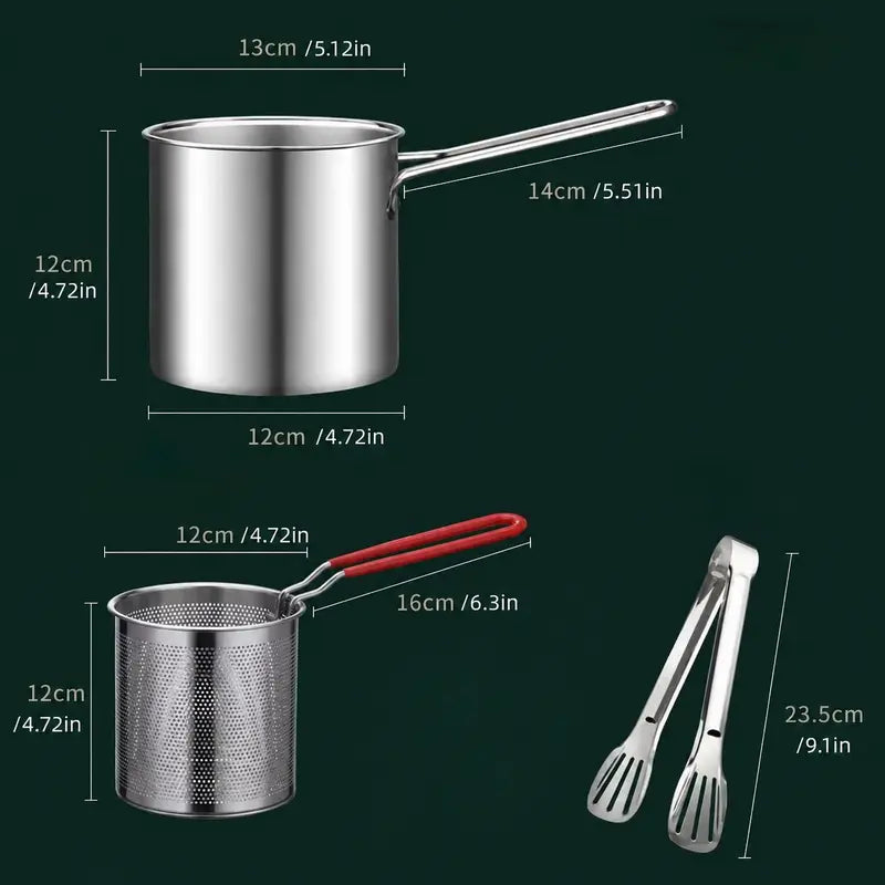 Stainless Steel Deep Fryer Set - 1-Person Mini Pot with Fry Pot, Filter Basket & Food Clip 🍳 - image 15