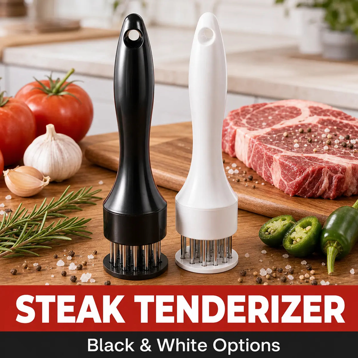 Stainless Steel Meat Tenderizer Tool – Multi-Needle Tenderizer for Fast Marinating & Juicier Meat - image 2