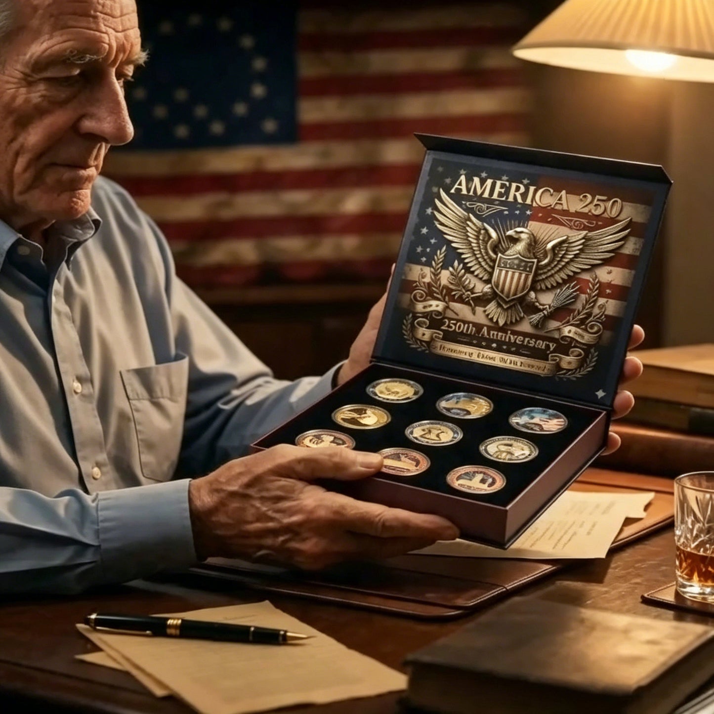 🎉🇺🇸 Limited Edition! 🔥🎁9PCS USA 250th Anniversary Commemorative Coin Gift Set - image 1