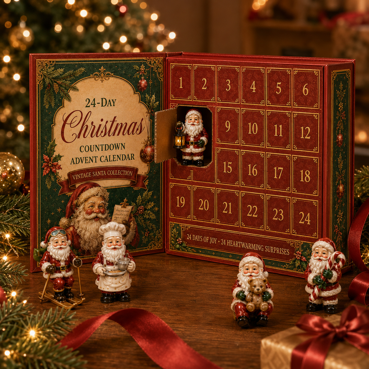 ✨24-Day Christmas Countdown Advent Calendar – Vintage Santa Series