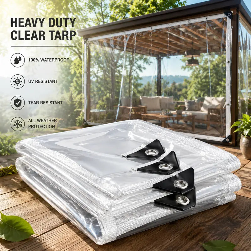 Clear Waterproof PE Tarp, Transparent Outdoor Cover with Metal Grommets🛡️ - image 10