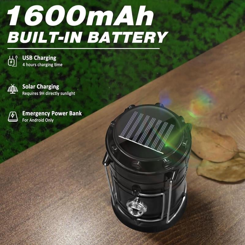 Collapsible Solar Rechargeable LED Camping Lantern & Flashlight