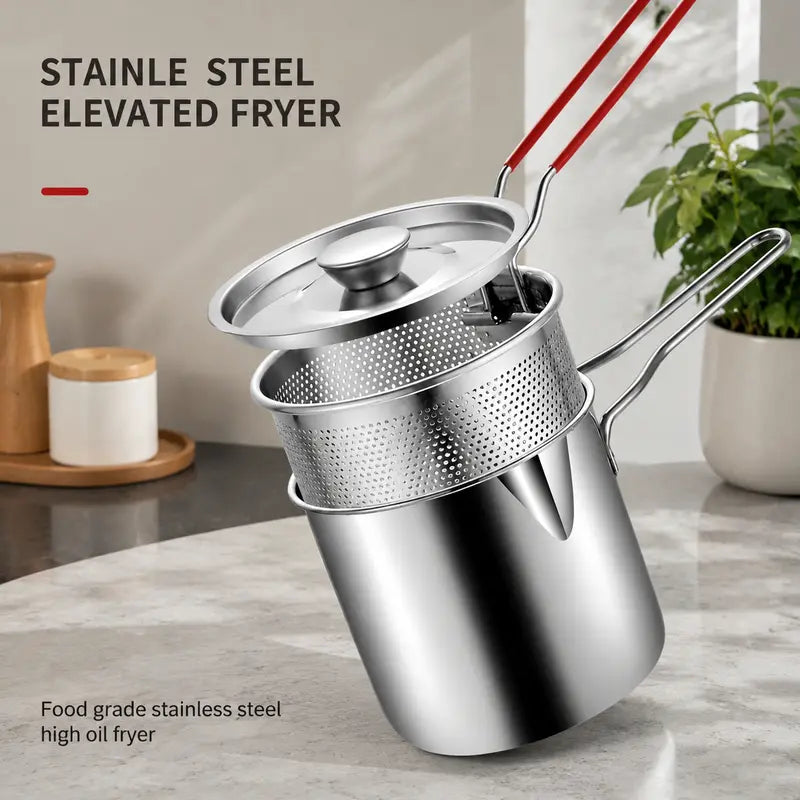 Stainless Steel Deep Fryer Set - 1-Person Mini Pot with Fry Pot, Filter Basket & Food Clip 🍳 - image 1