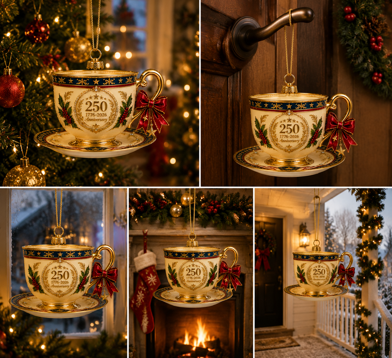 🔥Last 30pcs✨⏰ Limited anniversary edition✨49% OFF!🔥250th Anniversary Vintage Teacup-Style Christmas Ornament
