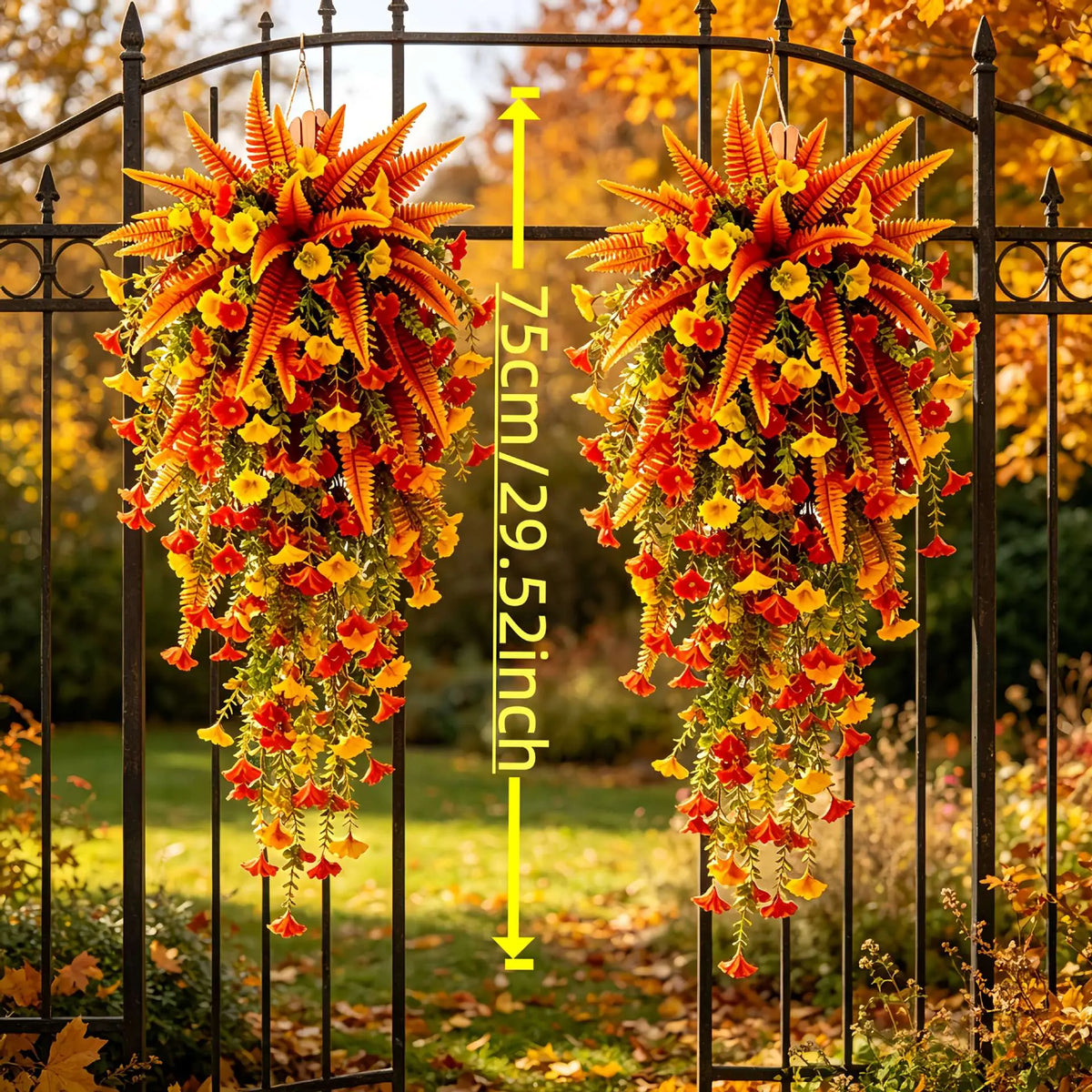 UV‑resistant artificial Boston fern plant, realistic large outdoor hanging autumn faux plant🍂 - image 5