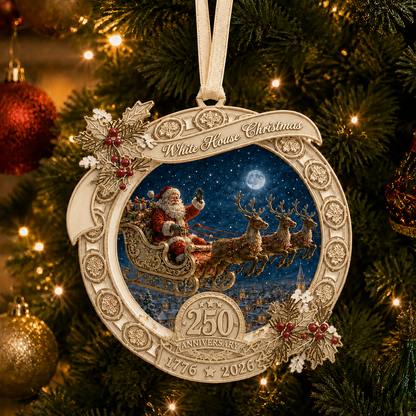 🔥Last 30pcs✨⏰ Limited anniversary edition✨49% OFF!🔥250th Anniversary Edition Santa's Sleigh Scene Ornament