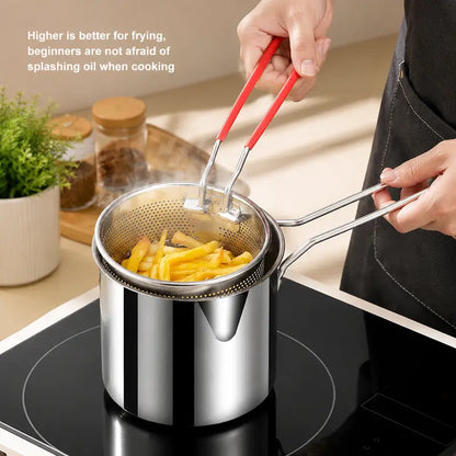 Stainless Steel Deep Fryer Set - 1-Person Mini Pot with Fry Pot, Filter Basket & Food Clip 🍳 - image 2