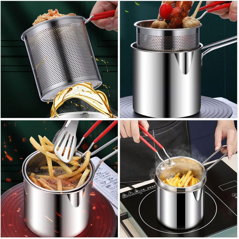 Stainless Steel Deep Fryer Set - 1-Person Mini Pot with Fry Pot, Filter Basket & Food Clip 🍳 - image 8