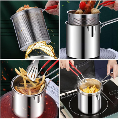 Stainless Steel Deep Fryer Set - 1-Person Mini Pot with Fry Pot, Filter Basket & Food Clip 🍳 - image 8
