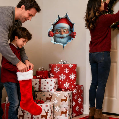 3PCS Festive Decor Santa Face Vinyl Stickers - Smooth 3D Illusion Figure Shape Peel-Off Pack 🎅 - image 6