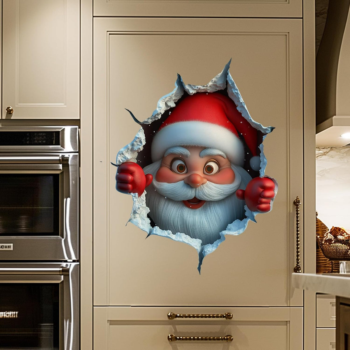 3PCS Festive Decor Santa Face Vinyl Stickers - Smooth 3D Illusion Figure Shape Peel-Off Pack 🎅 - image 8