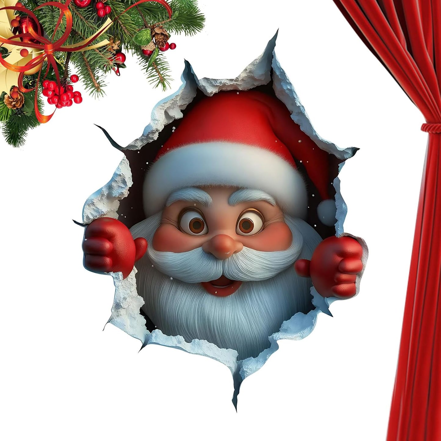 3PCS Festive Decor Santa Face Vinyl Stickers - Smooth 3D Illusion Figure Shape Peel-Off Pack 🎅 - image 7