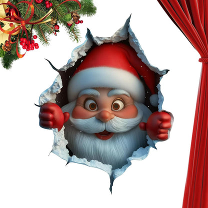 3PCS Festive Decor Santa Face Vinyl Stickers - Smooth 3D Illusion Figure Shape Peel-Off Pack 🎅 - image 7