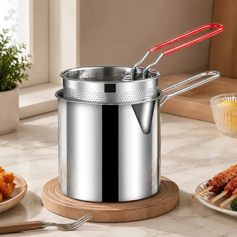 Stainless Steel Deep Fryer Set - 1-Person Mini Pot with Fry Pot, Filter Basket & Food Clip 🍳 - image 11