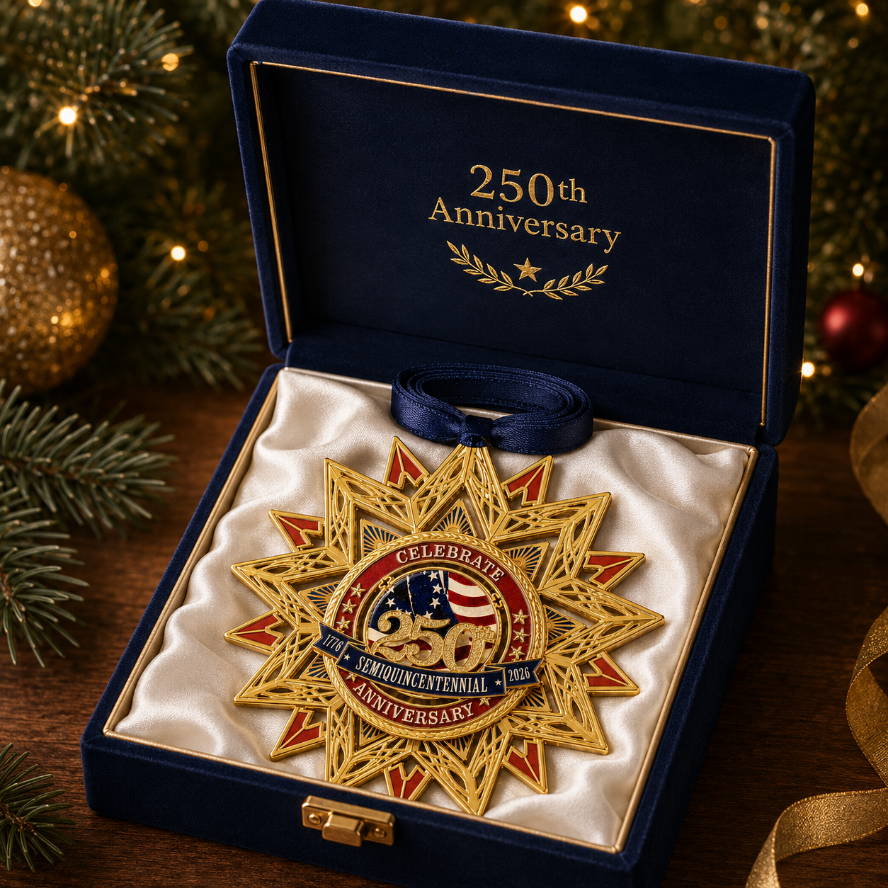 ✨250th Anniversary Commemorative Medal Christmas Tree Ornament