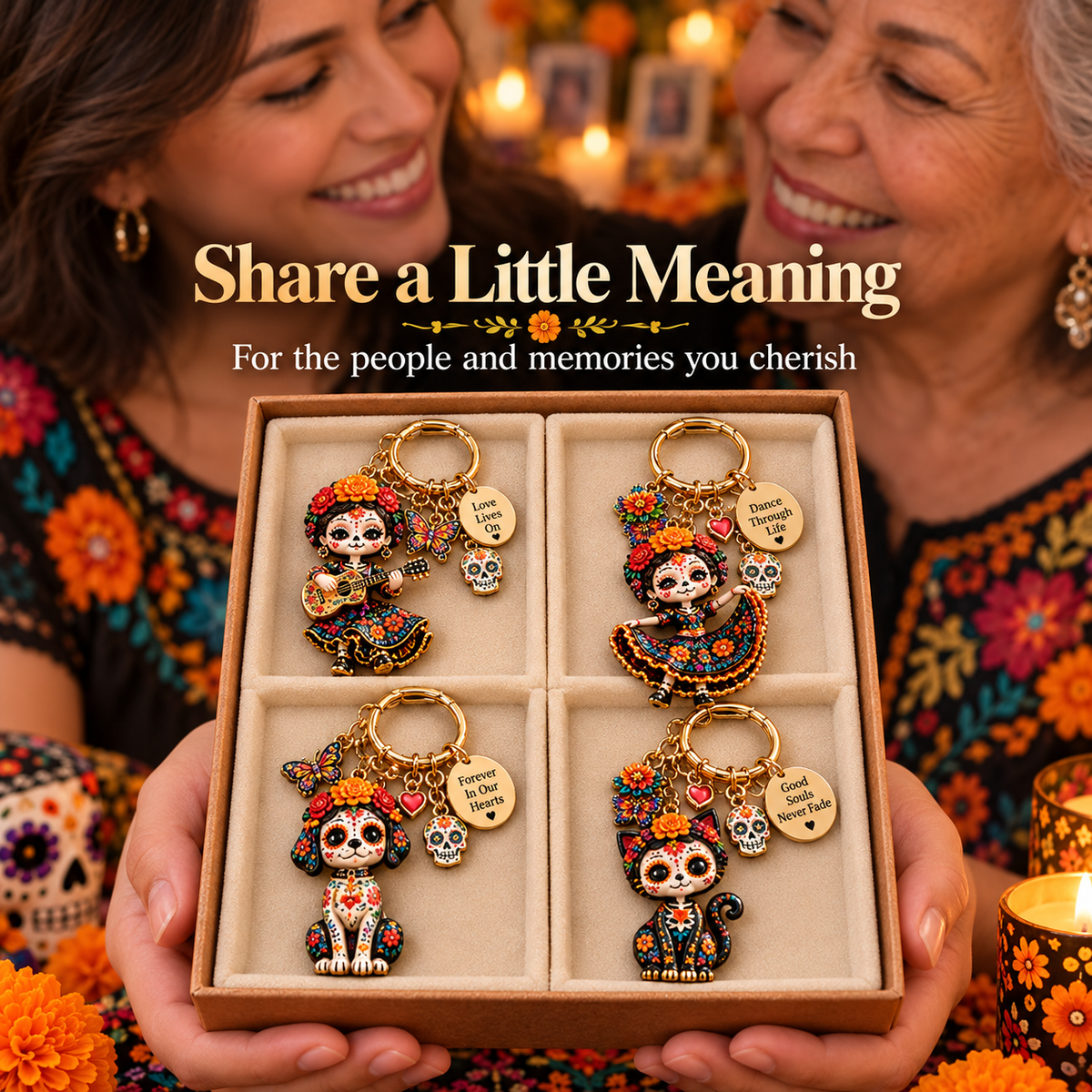 2026 Día de Muertos Keepsake Keychains – 4 Colorful Designs with Remembrance Cards - image 14