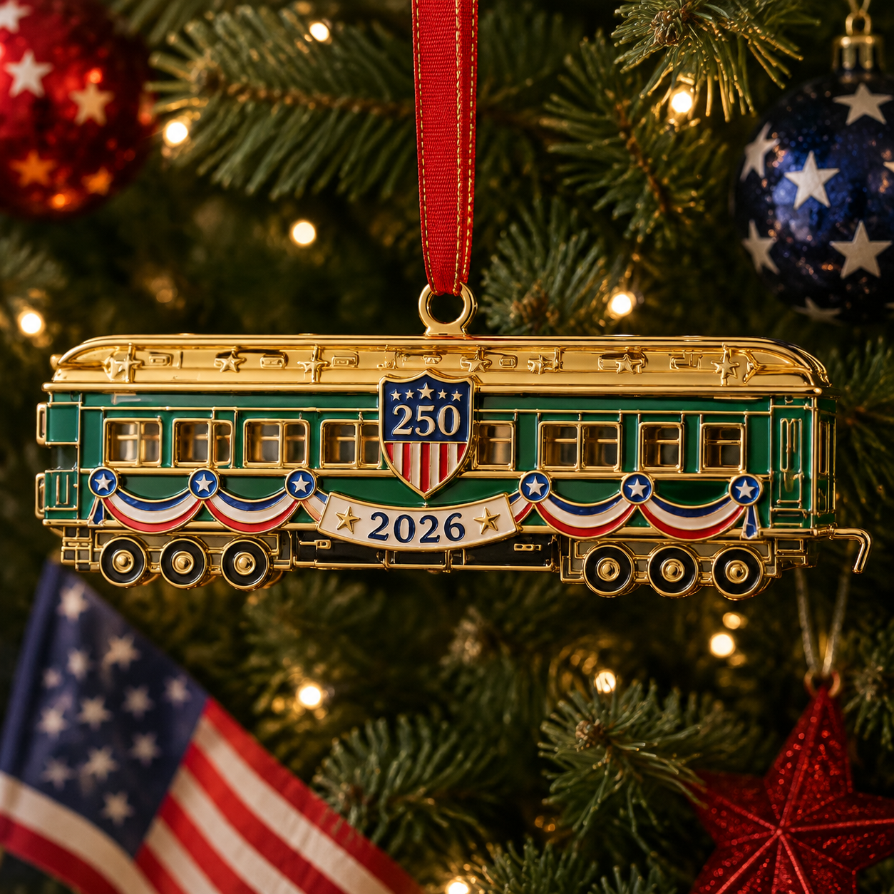 🔥Last 30pcs✨⏰ Limited anniversary edition✨49% OFF!🔥250th Anniversary Edition Gold-and-Green Vintage Tram