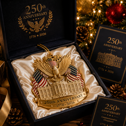 🔥Last 30pcs✨⏰ Limited anniversary edition✨49% OFF!🔥250th Anniversary Gold Eagle White House Christmas Tree Ornament