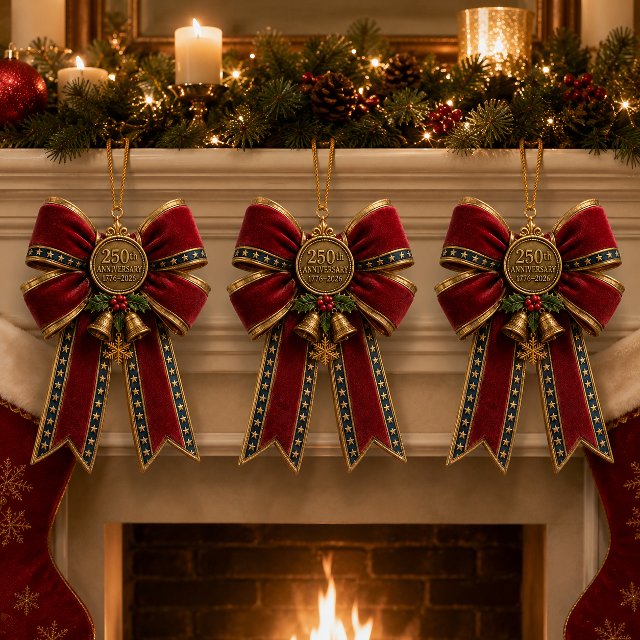 🎉250th Anniversary Bow Christmas Tree Ornament