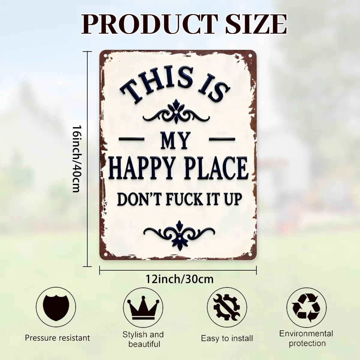 My Happy Place Don't Ruin The Fun Metal Sign – 8x12 Inch Rustic Aluminum Wall Decor - image 2