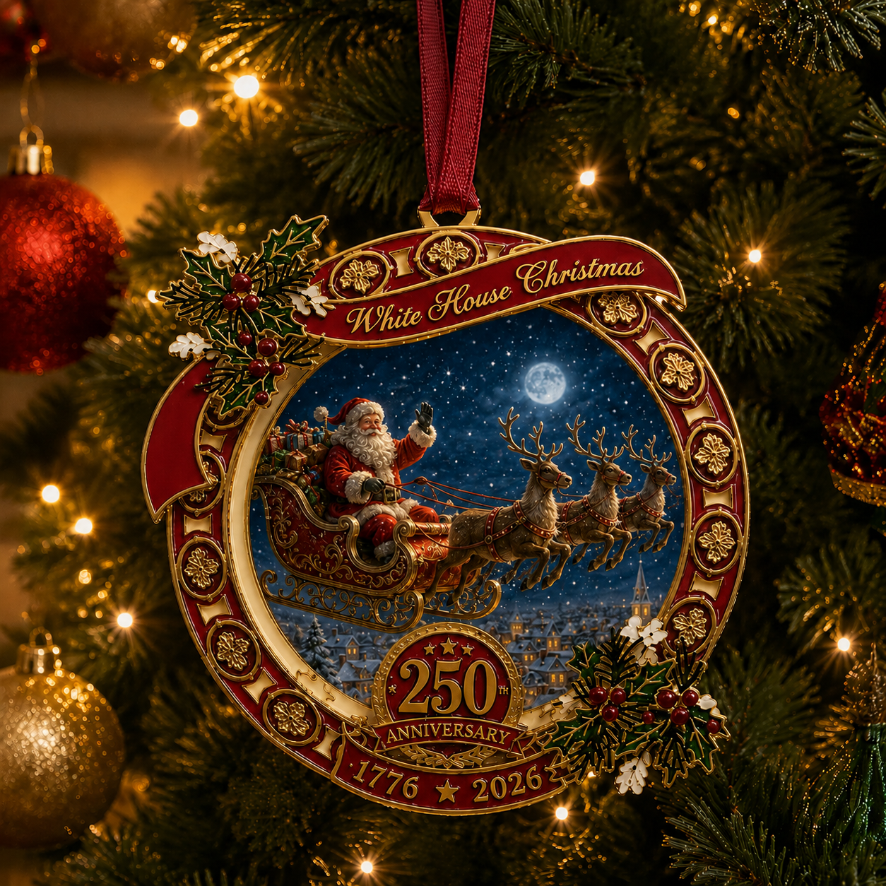 🔥Last 30pcs✨⏰ Limited anniversary edition✨49% OFF!🔥250th Anniversary Edition Santa's Sleigh Scene Ornament