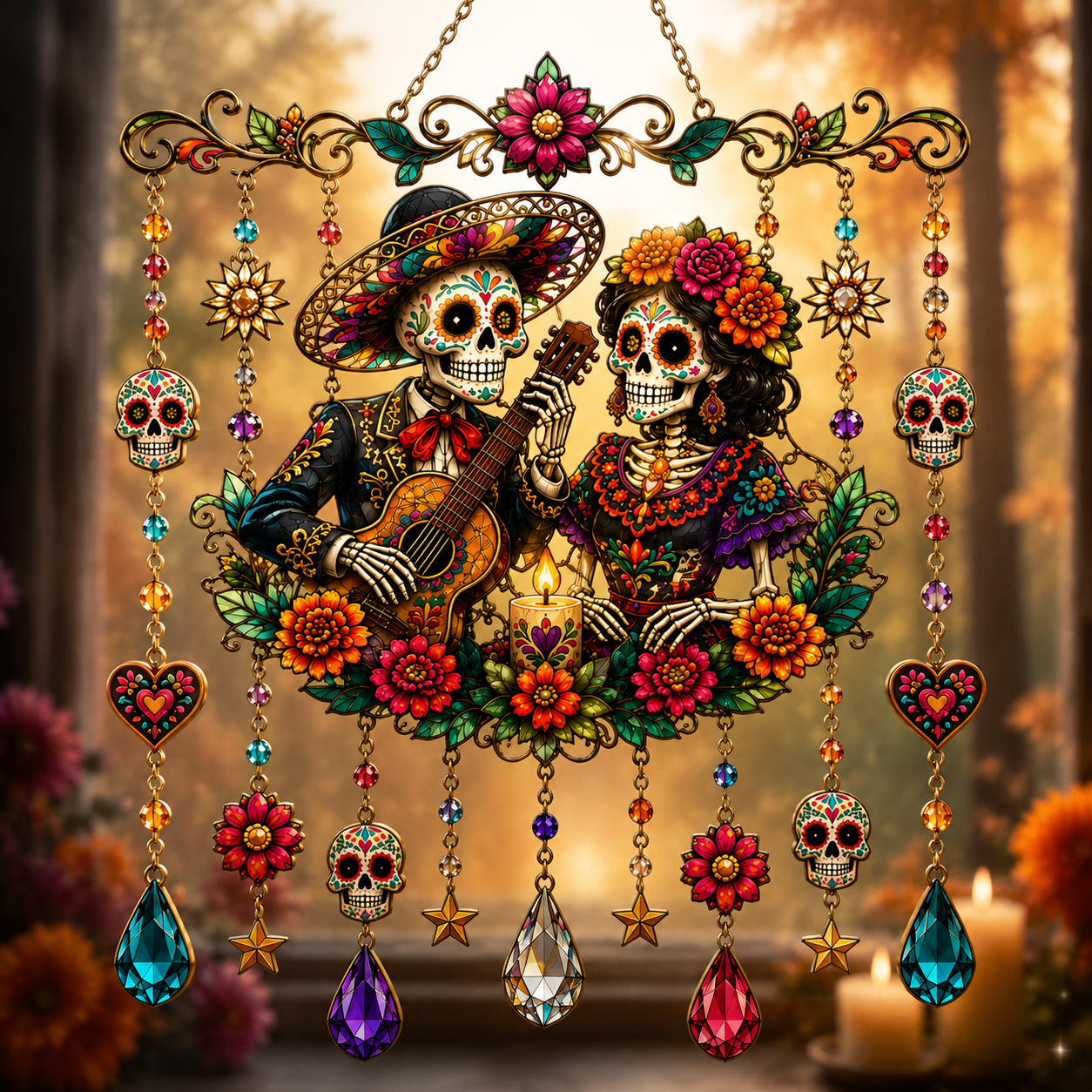 ⏰LIMITED TIME 49% OFF!🔥High-Quality Hand-Painted Hanging Decoration: Halloween Skeleton Couple