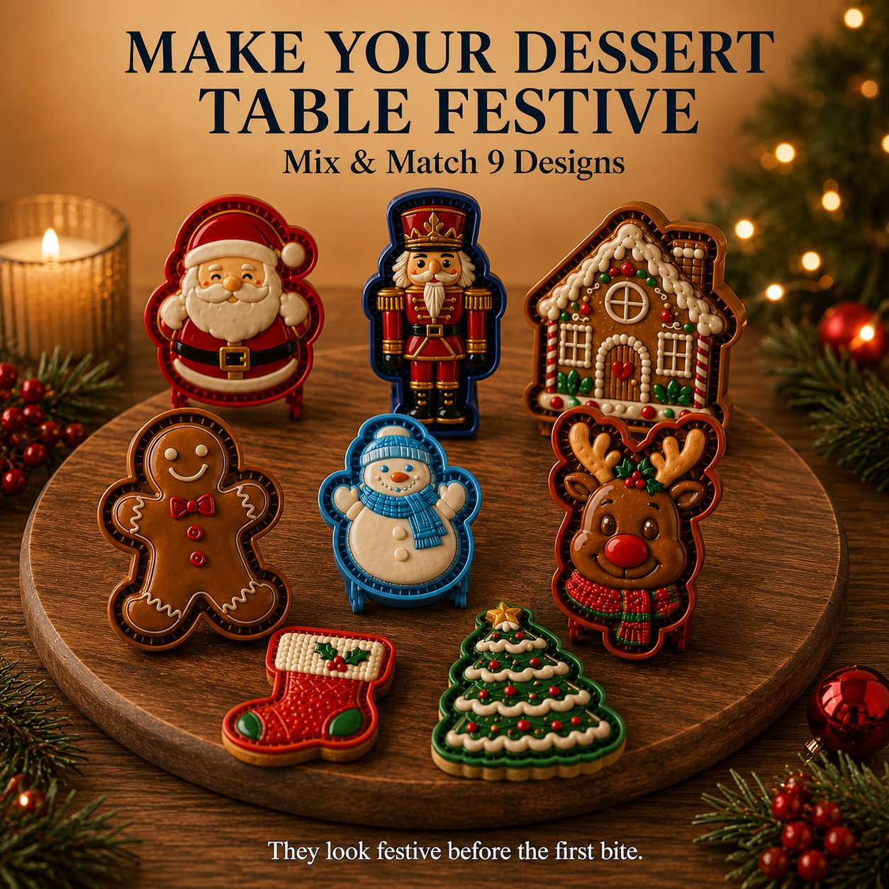 ⏳ Last Day 50% OFF – 🎄 9-Design Christmas Mini Pie Mold Collection | Reusable Embossed Molds for Shaping Detailed Santa, Snowman, Reindeer, Tree & Holiday Pies 🥧✨