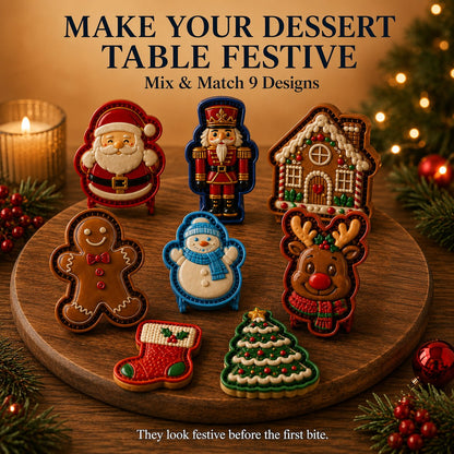 ⏳ Last Day 50% OFF – 🎄 9-Design Christmas Mini Pie Mold Collection | Reusable Embossed Molds for Shaping Detailed Santa, Snowman, Reindeer, Tree & Holiday Pies 🥧✨