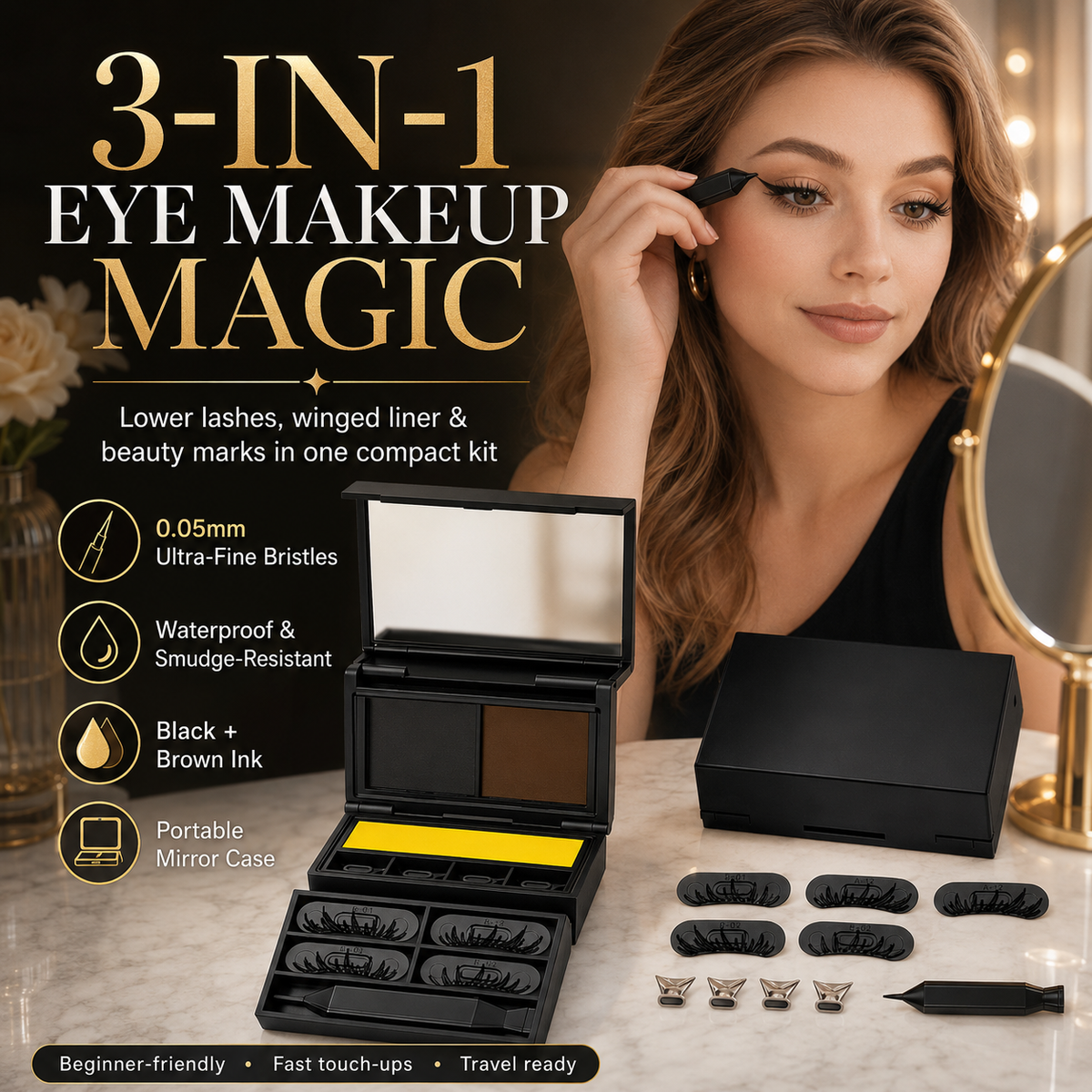 3-in-1 Eyeliner & Lash Stamp Kit – Wing, Bottom Lashes & Liner, Waterproof, Beginner-Friendly - image 1