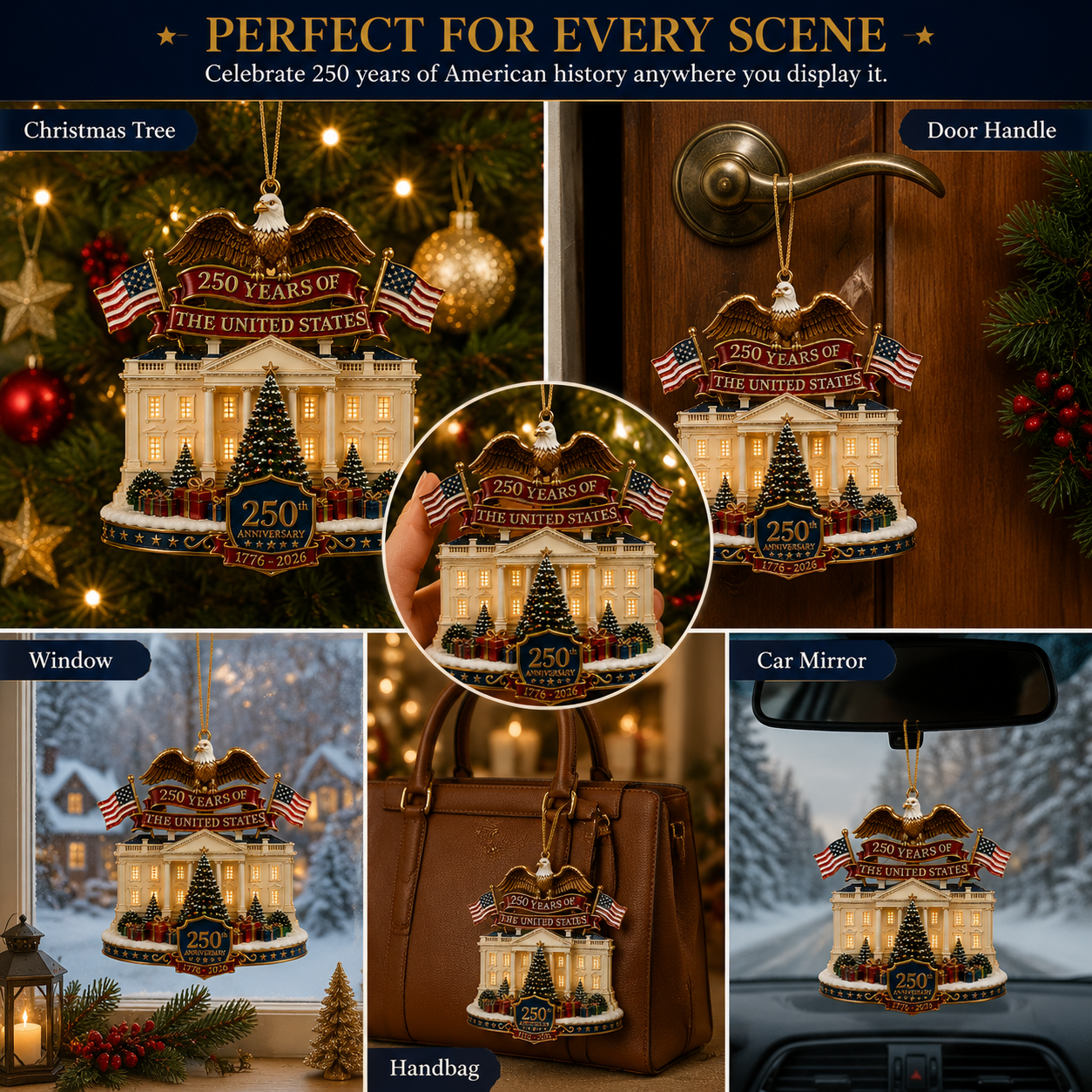 🔥Last 30pcs✨⏰ Limited anniversary edition✨49% OFF!🔥USA 250th Anniversary White House Christmas Ornament