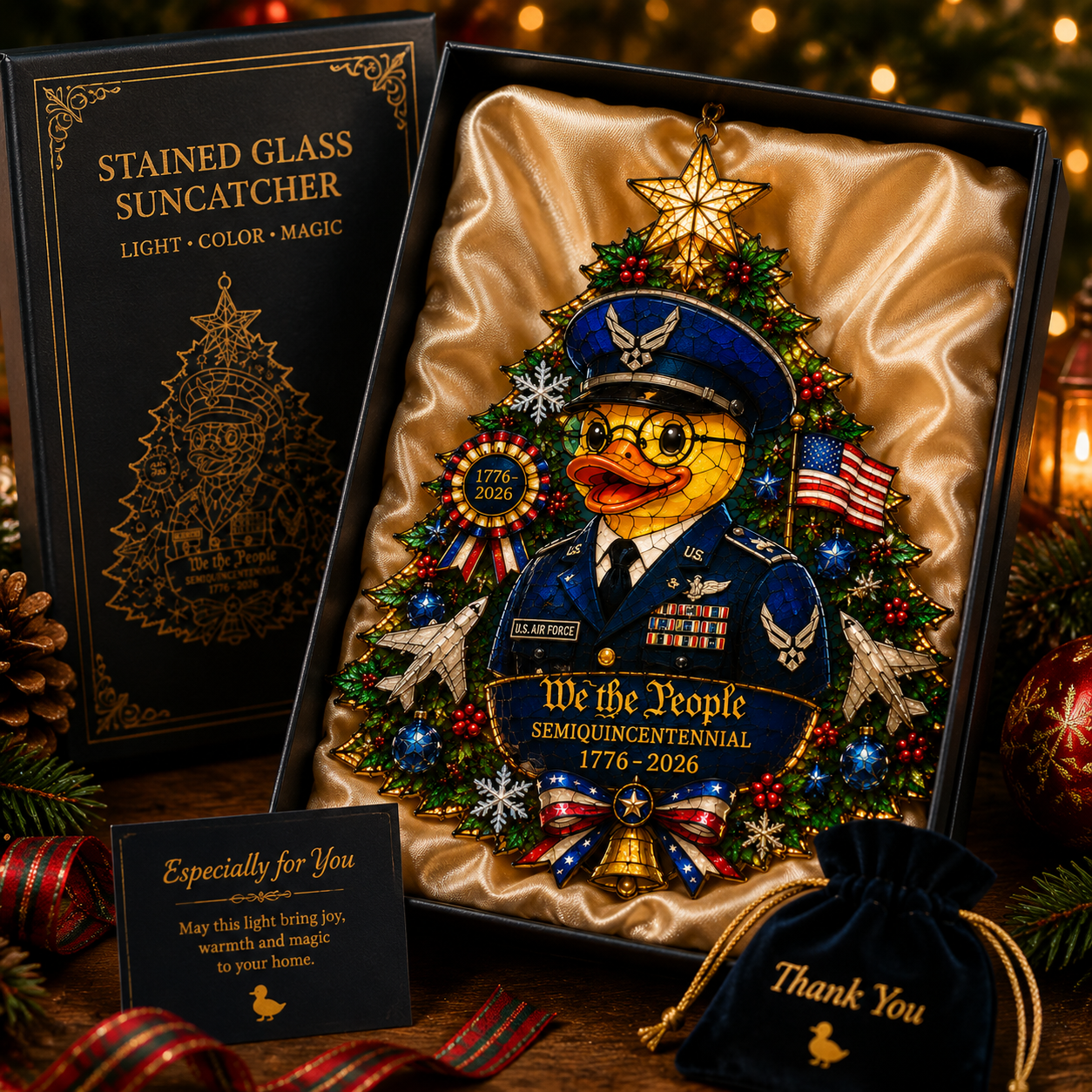 ⏰LIMITED TIME 49% OFF!🔥High-Quality Custom Hand-Painted Patriotic Duck-Shaped Christmas Tree Ornament — U.S. Semiquincentennial Commemorative Ornament