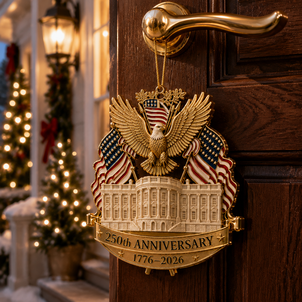 🔥Last 30pcs✨⏰ Limited anniversary edition✨49% OFF!🔥250th Anniversary Gold Eagle White House Christmas Tree Ornament