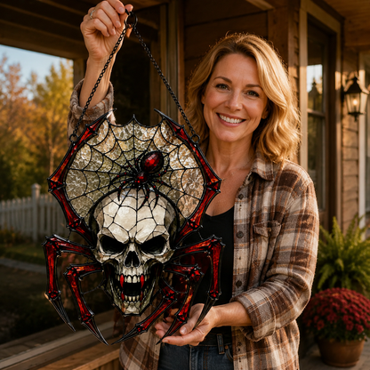 ✨Painted Skull and Spider Web Hanging Ornament