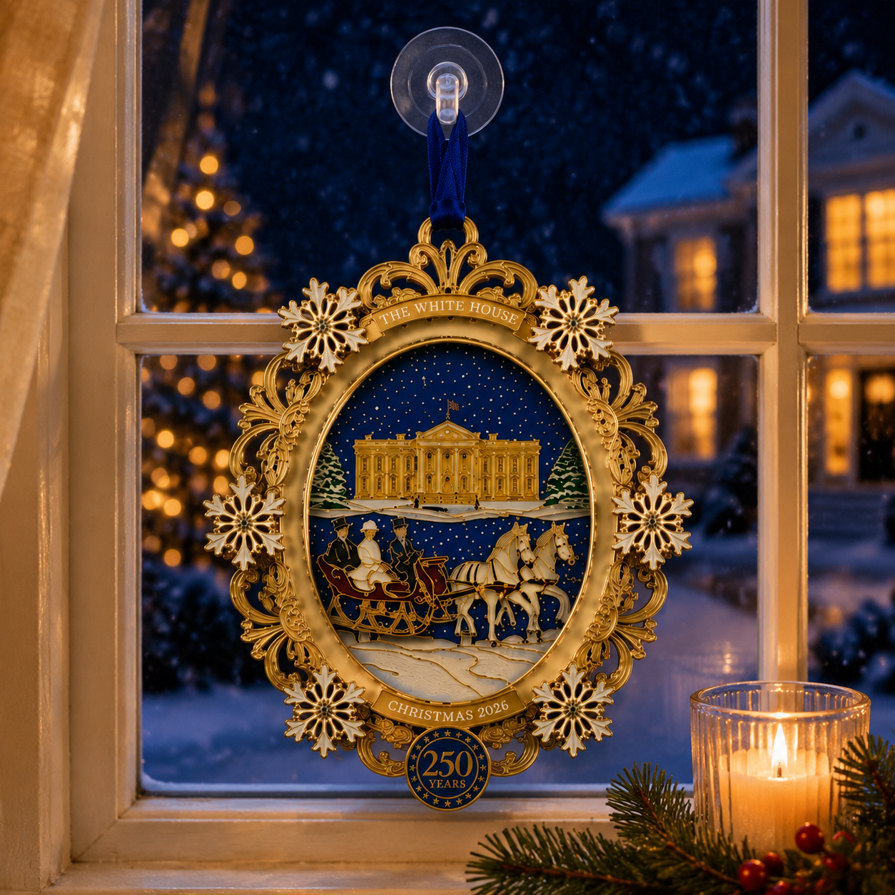 🔥Last 50pcs✨⏰ Limited anniversary edition✨49% OFF!🔥White House Snowy Christmas Night Commemorative Ornament