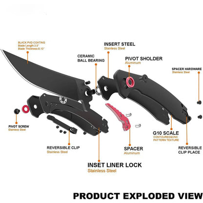 🔥Limited Time Discount 💥 Upgrade Blue Moon J1906 AR-RPM9 Steel Blade G10 Handle Folding Knives