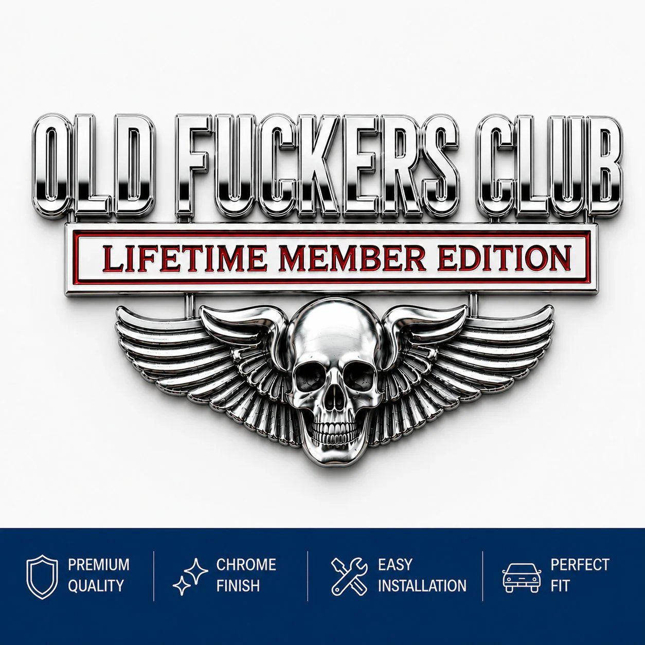 💀 OLD F*CKERS CLUB Metal Car Emblem | Chrome Peel-and-Stick Badge for Trucks, SUVs, Toolboxes & Garages 😎 - image 6