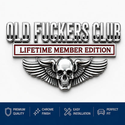 💀 OLD F*CKERS CLUB Metal Car Emblem | Chrome Peel-and-Stick Badge for Trucks, SUVs, Toolboxes & Garages 😎 - image 6