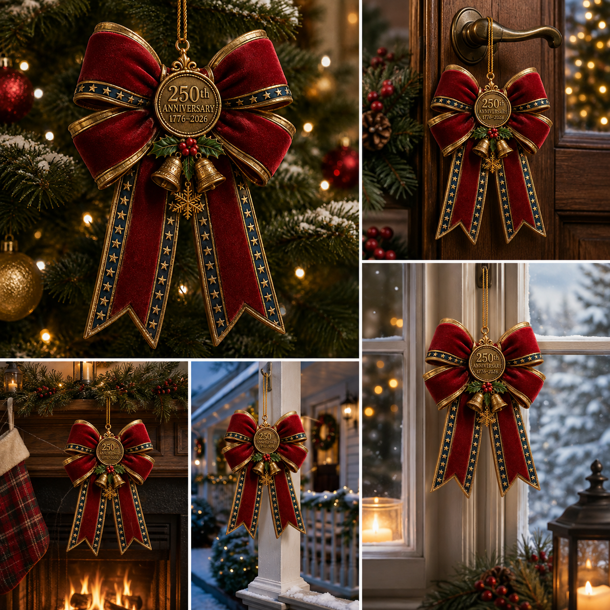 🎉250th Anniversary Bow Christmas Tree Ornament