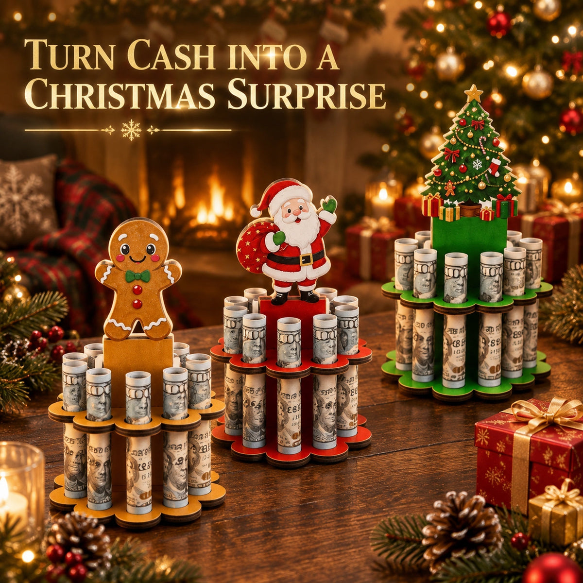 Christmas Tabletop Wooden Money Holder 🎁 - image 1