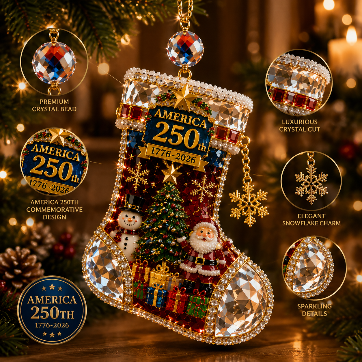 ✨ Limited anniversary edition✨⏰49% OFF!🔥Crystal Christmas Stocking Ornament