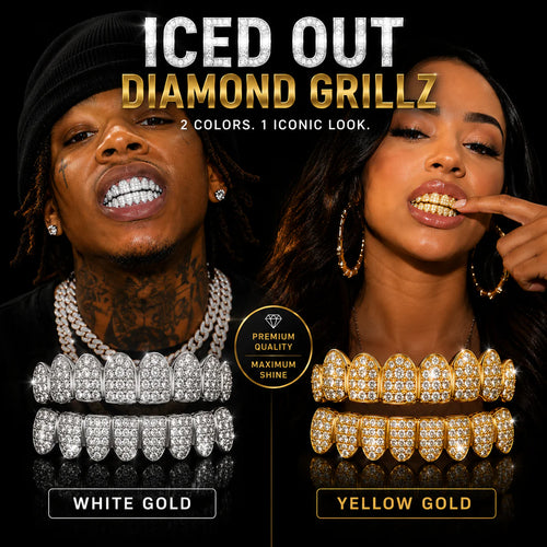 🔥💖HIP HOP DIAMOND GRILLZ - Full diamond crusted grillz for maximum shine