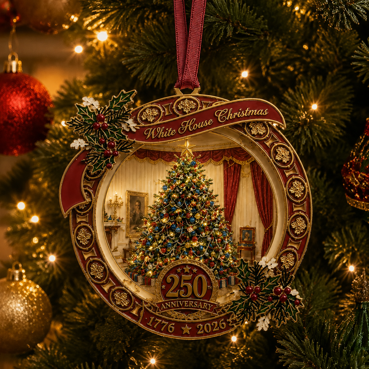 🔥Last 30pcs✨⏰ Limited anniversary edition✨49% OFF!🔥250th Anniversary View of the Christmas tree in the White House bedroom